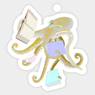 Green Octopus Reading Sticker